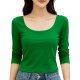 Green Long-Sleeve Square Neck Crop Top