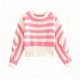Pink and White Striped Lace Knit Sweater