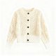 Beige Lace Knit Cardigan with Button Front