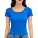 Women's Royal Blue Short Sleeve Scoop Neck Crop Top - Slim-Fit Casual T-Shirt