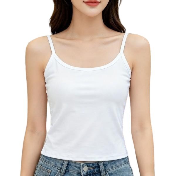 White Spaghetti Strap Crop Cami Top